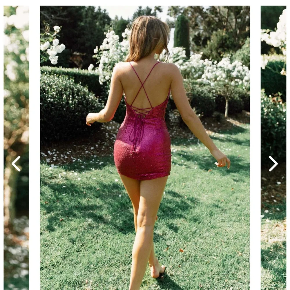 Size Small- Pink fuchsia sequin dress - Picture 2 of 6